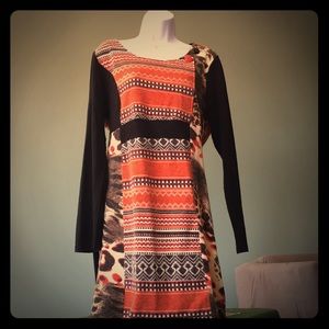 Black and orange sweater dress. XL